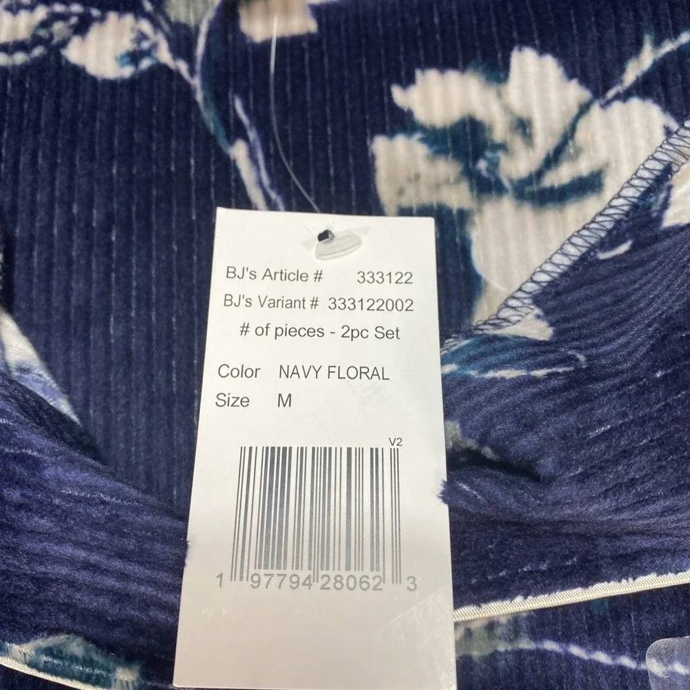 Nicole Miller Women's Soft 2pc Stretch Ribbed Pj Set , Navy Floral  NWT Size Med
